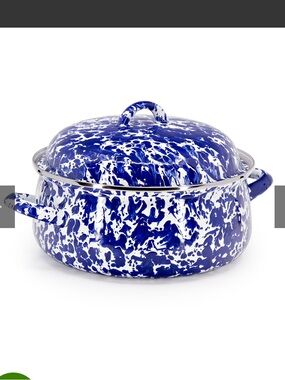 NEW Crow Canyon Golden Rabbit Swirl Dutch Oven blue white